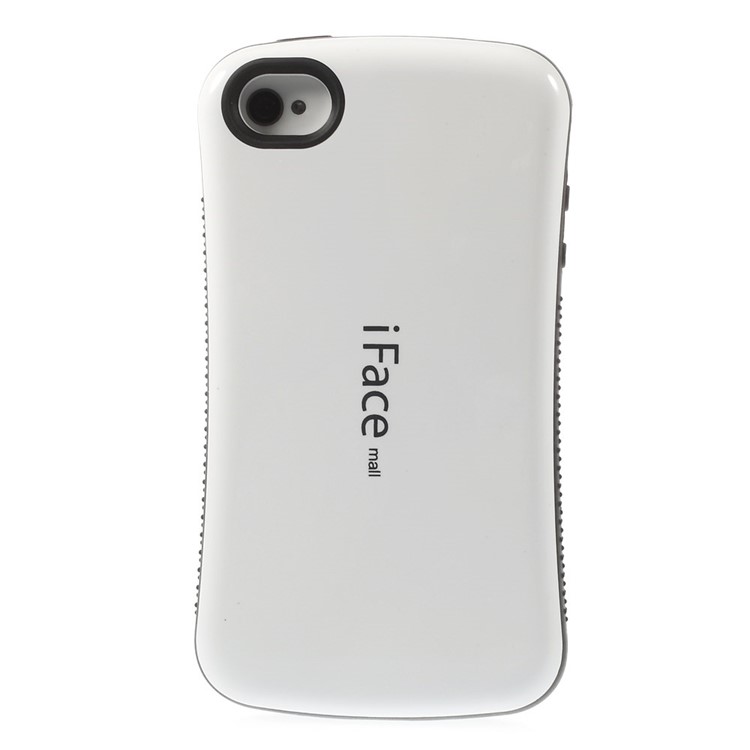 IFACE MALL Anti-slip Glossy PC + TPU Hybrid Case for iPhone 4 s 4 - White-2