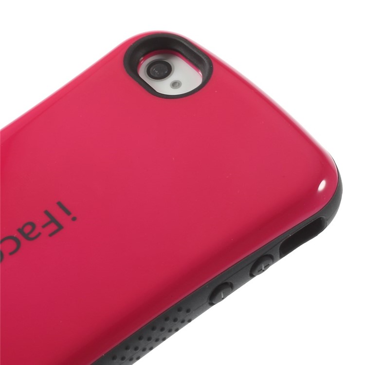 IFACE MALL Anti-slip Glossy PC + TPU Hybrid Cover for iPhone 4 s 4 - Red-3