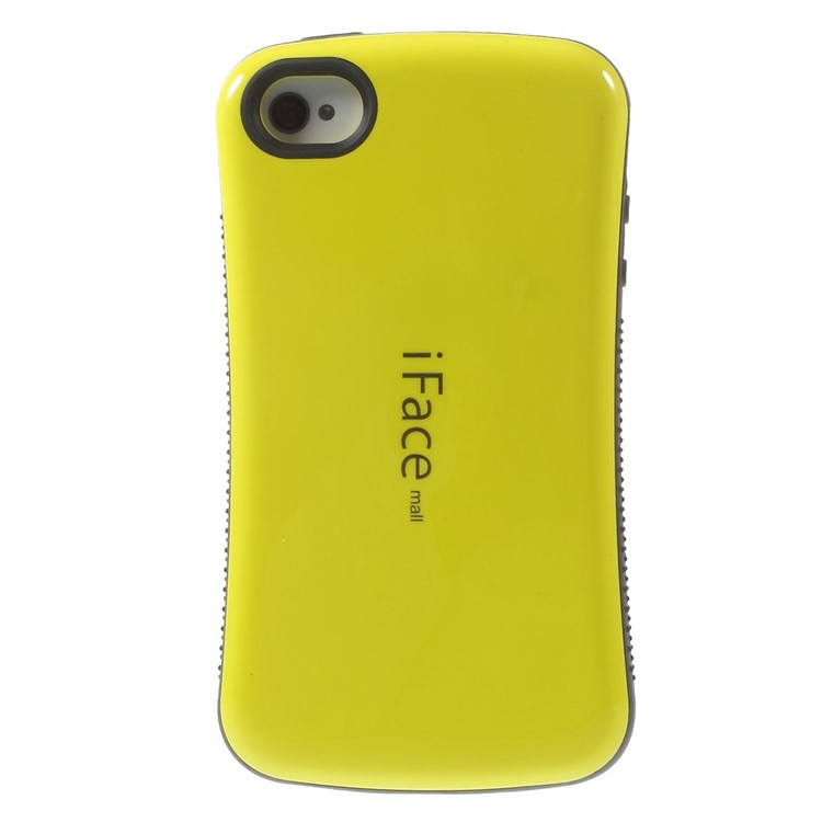 IFACE MALL Anti-slip Glossy PC + TPU Hybrid Shell for iPhone 4 s 4 - Yellow-2