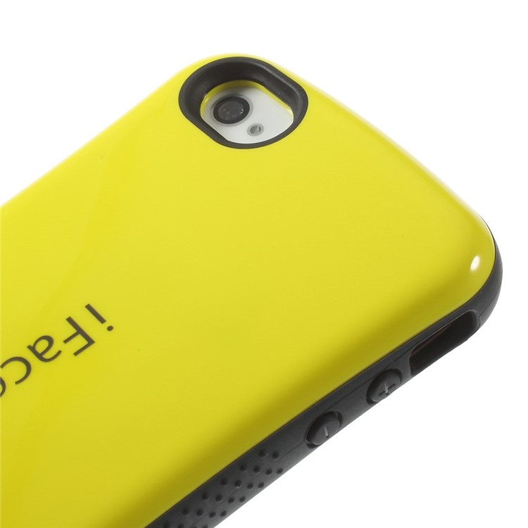 IFACE MALL Anti-slip Glossy PC + TPU Hybrid Shell for iPhone 4 s 4 - Yellow-3