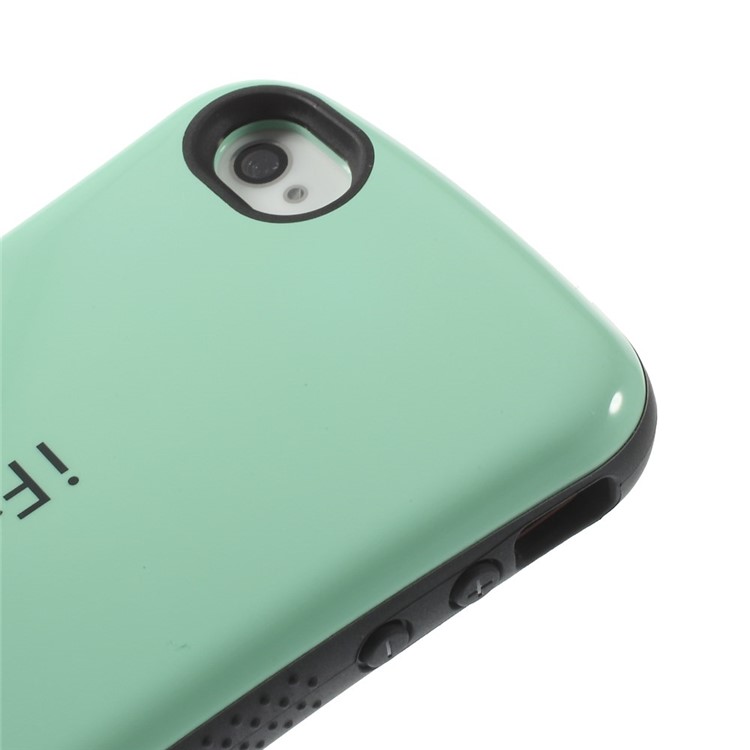 IFACE MALL Anti-slip Glossy PC + TPU Hybrid Case Shell for iPhone 4 s 4 - Cyan-3