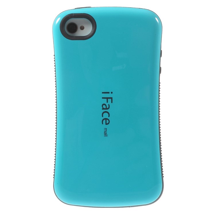 IFACE MALL Anti-slip Glossy PC + TPU Hybrid Cover Shell for iPhone 4 s 4 - Blue-2