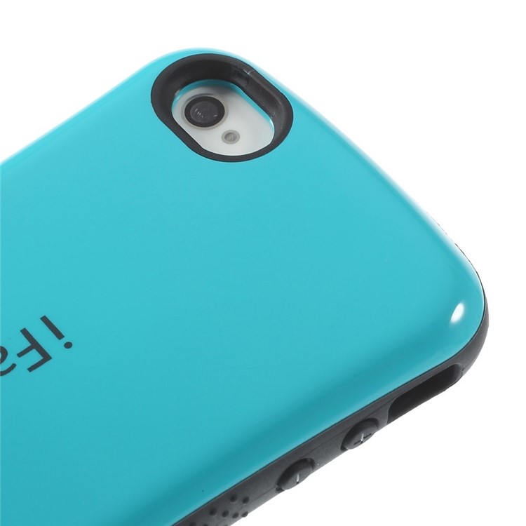 IFACE MALL Anti-slip Glossy PC + TPU Hybrid Cover Shell for iPhone 4 s 4 - Blue-3