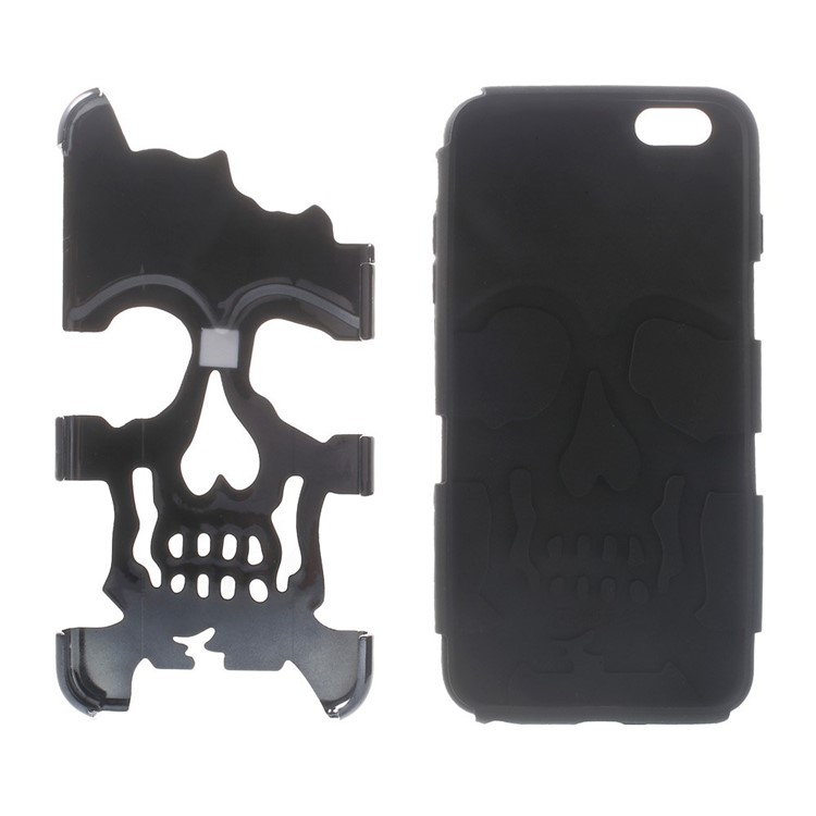 Cool Skull Pattern Electroplating PC + Silicone Hybrid Case for iPhone 6 Plus / 6s Plus - Black-5