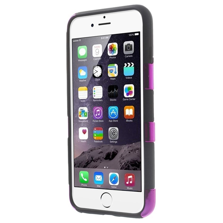 Cool Skull Pattern Electroplating PC + Silicone Hybrid Case Cover for iPhone 6 Plus / 6s Plus - Purple-2