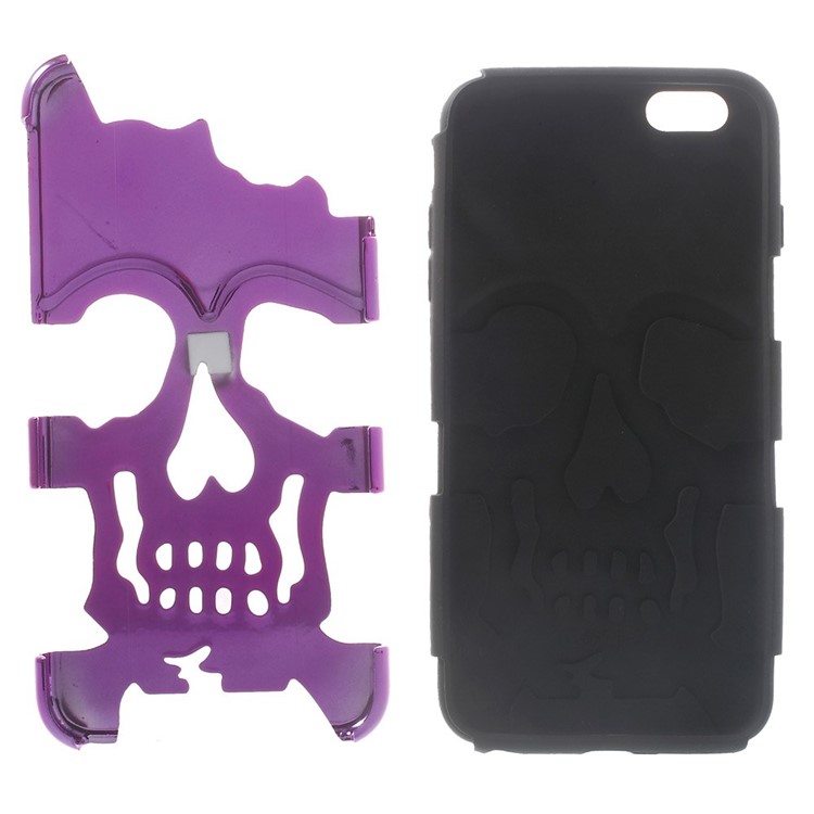 Cool Skull Pattern Electroplating PC + Silicone Hybrid Case Cover for iPhone 6 Plus / 6s Plus - Purple-5