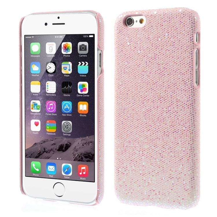 Glitter Sequins Leather Coated Hard Plastic Shell for iPhone 6s 6 - Pink-1