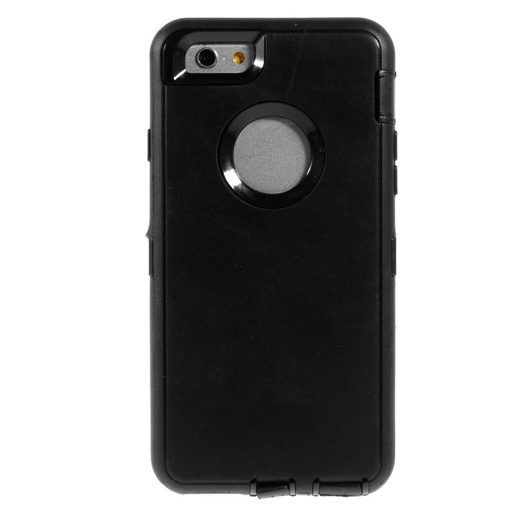 Shockproof PC + TPU Hybrid Case w/ Swivel Belt Clip Stand for iPhone 6s 6 - Black-2
