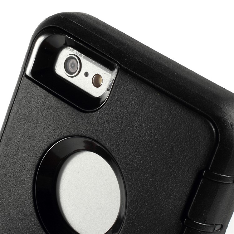 Shockproof PC + TPU Hybrid Case w/ Swivel Belt Clip Stand for iPhone 6s 6 - Black-8