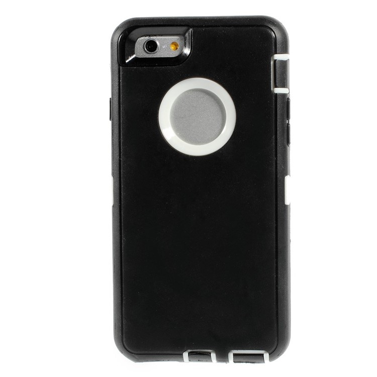 Shockproof PC + TPU Hybrid Case w/ Swivel Belt Clip Stand for iPhone 6s 6 - White / Black-2