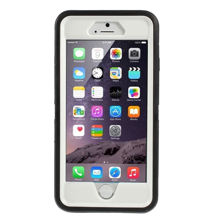 Shockproof PC + TPU Hybrid Case w/ Swivel Belt Clip Stand for iPhone 6s 6 - White / Black-3