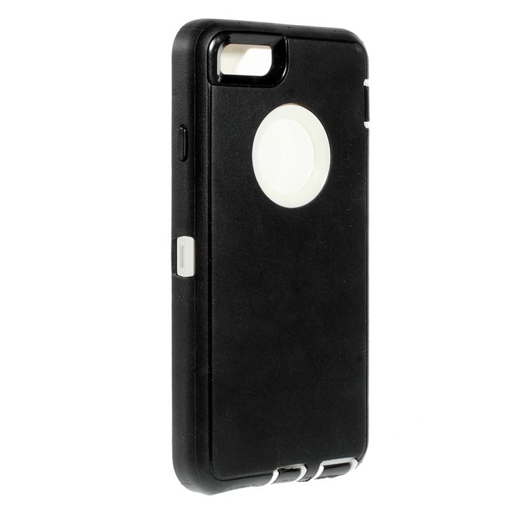 Shockproof PC + TPU Hybrid Case w/ Swivel Belt Clip Stand for iPhone 6s 6 - White / Black-4
