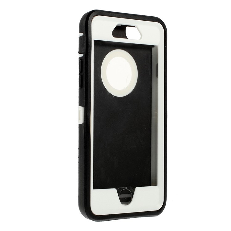 Shockproof PC + TPU Hybrid Case w/ Swivel Belt Clip Stand for iPhone 6s 6 - White / Black-5