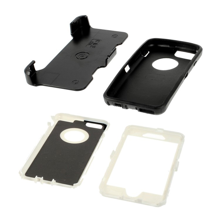 Shockproof PC + TPU Hybrid Case w/ Swivel Belt Clip Stand for iPhone 6s 6 - White / Black-6