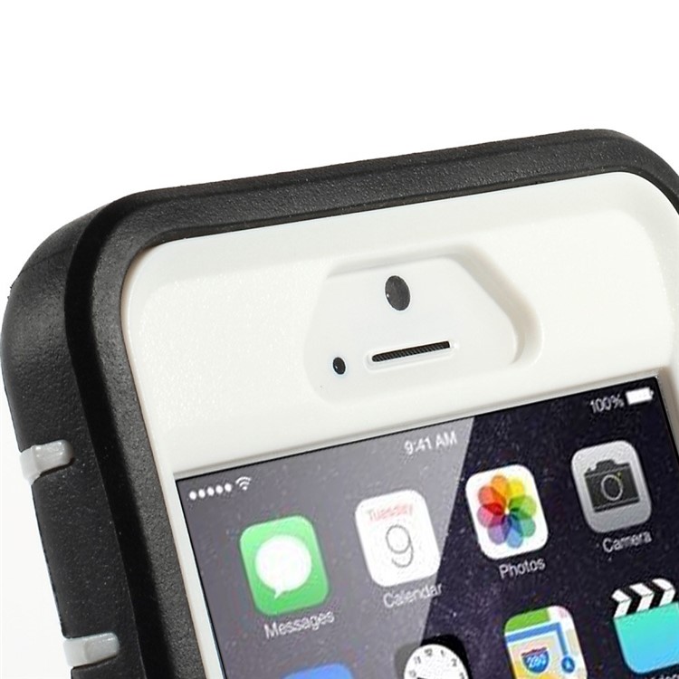 Shockproof PC + TPU Hybrid Case w/ Swivel Belt Clip Stand for iPhone 6s 6 - White / Black-7