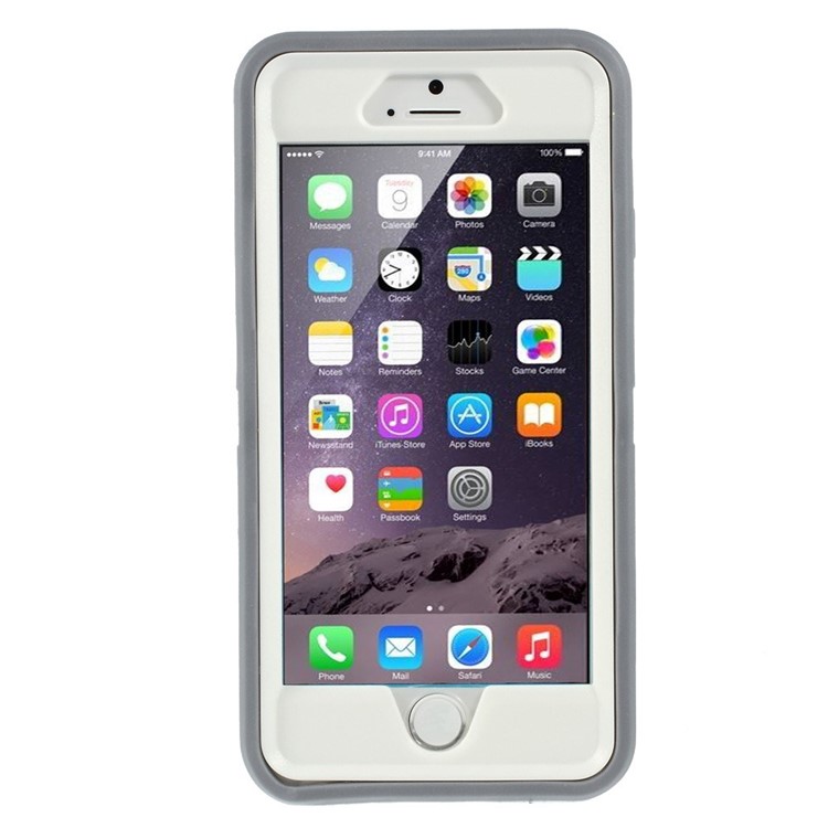 Shockproof PC + TPU Hybrid Cover w/ Swivel Belt Clip Stand for iPhone 6s 6 - Light Grey-2