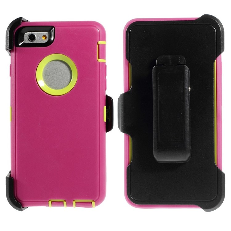 Shockproof PC + TPU Hybrid Shell w/ Swivel Belt Clip Stand for iPhone 6s 6 - Rose-1