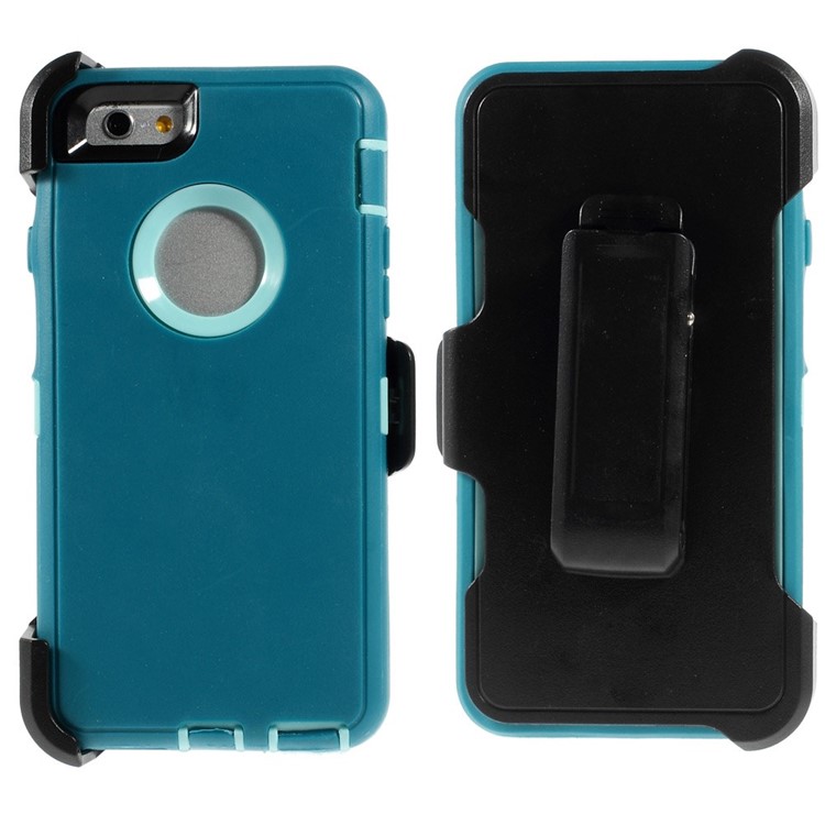 Shockproof PC + TPU Hybrid Case w/ Swivel Belt Clip Stand for iPhone 6s 6 - Baby Blue-1