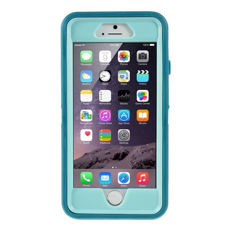 Shockproof PC + TPU Hybrid Case w/ Swivel Belt Clip Stand for iPhone 6s 6 - Baby Blue-2