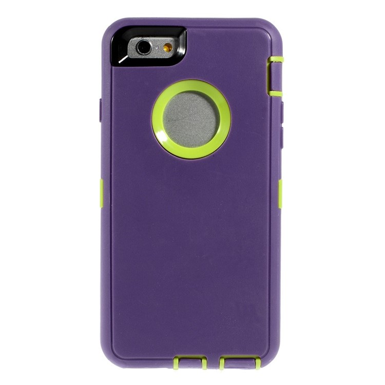 Shockproof PC + TPU Hybrid Case Shell w/ Swivel Belt Clip Stand for iPhone 6s 6 - Green / Purple-3