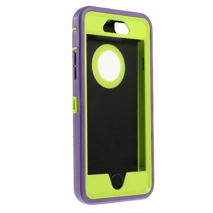 Shockproof PC + TPU Hybrid Case Shell w/ Swivel Belt Clip Stand for iPhone 6s 6 - Green / Purple-5