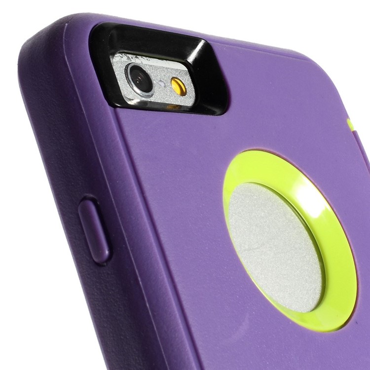 Shockproof PC + TPU Hybrid Case Shell w/ Swivel Belt Clip Stand for iPhone 6s 6 - Green / Purple-8