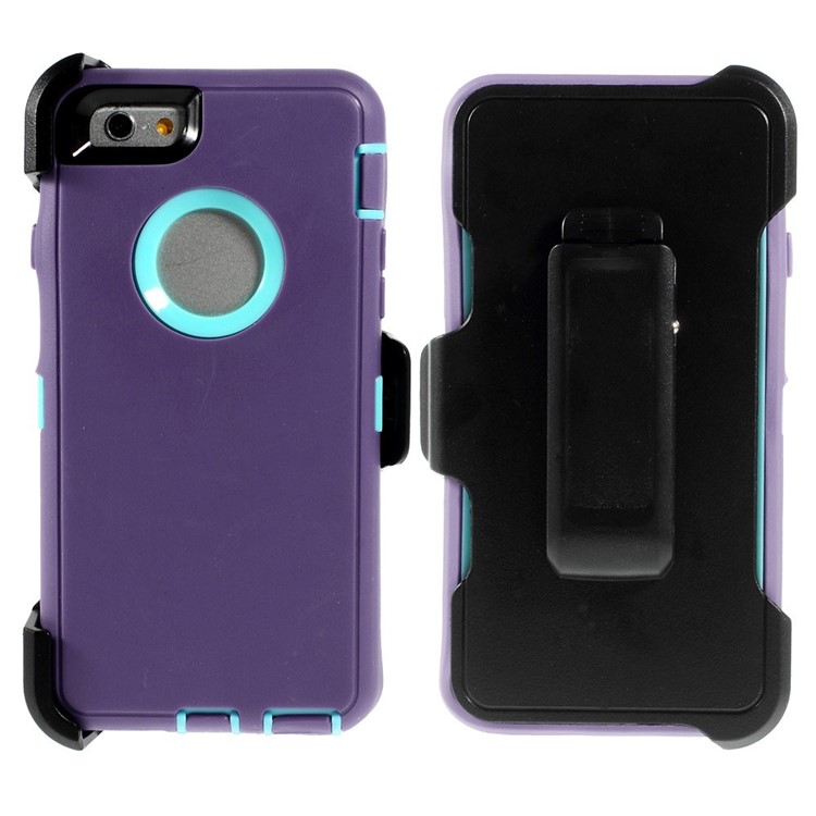 Shockproof PC + TPU Hybrid Case Shell w/ Swivel Belt Clip Stand for iPhone 6s 6 - Blue / Purple-1