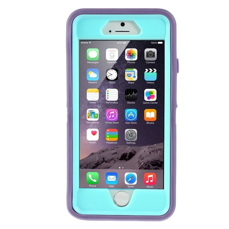 Shockproof PC + TPU Hybrid Case Shell w/ Swivel Belt Clip Stand for iPhone 6s 6 - Blue / Purple-2