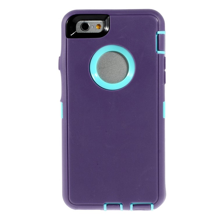 Shockproof PC + TPU Hybrid Case Shell w/ Swivel Belt Clip Stand for iPhone 6s 6 - Blue / Purple-3