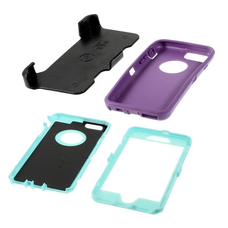 Shockproof PC + TPU Hybrid Case Shell w/ Swivel Belt Clip Stand for iPhone 6s 6 - Blue / Purple-6