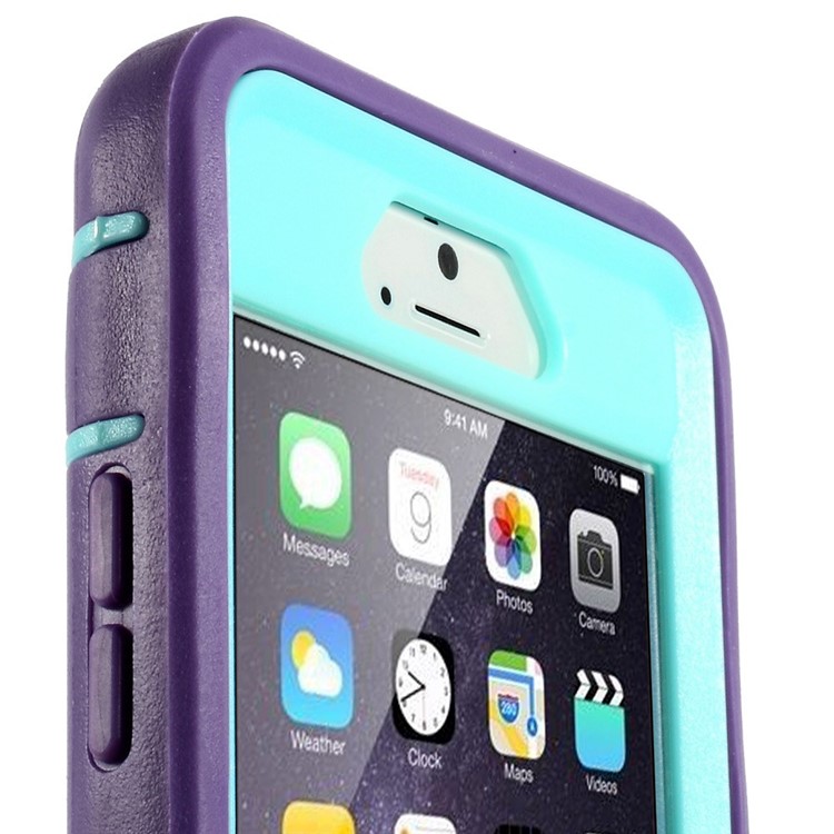 Shockproof PC + TPU Hybrid Case Shell w/ Swivel Belt Clip Stand for iPhone 6s 6 - Blue / Purple-7