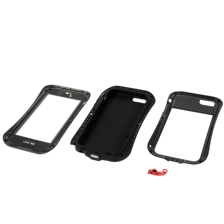 LOVE MEI Shockproof Dropproof Dustproof Case for iPhone SE 5s 5 - Red Port Cover / Black-5
