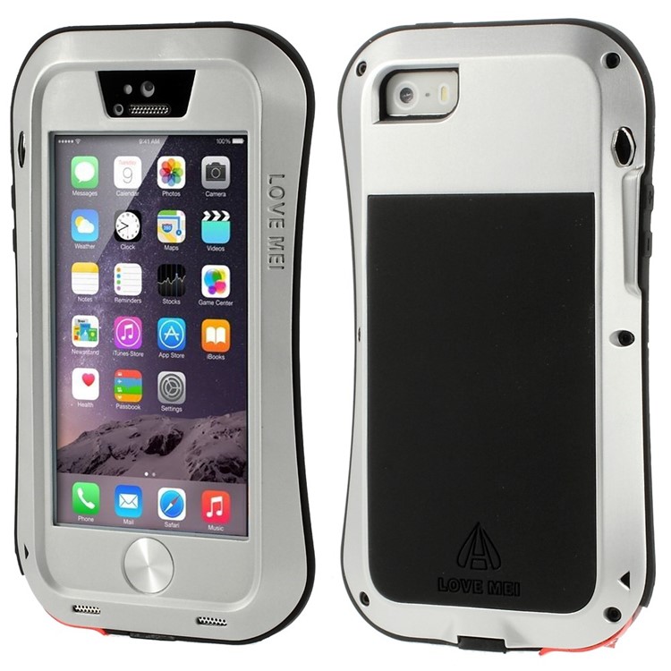 LOVE MEI Shockproof Dropproof Dustproof Protection Case for iPhone SE 5s 5 - Silver-1