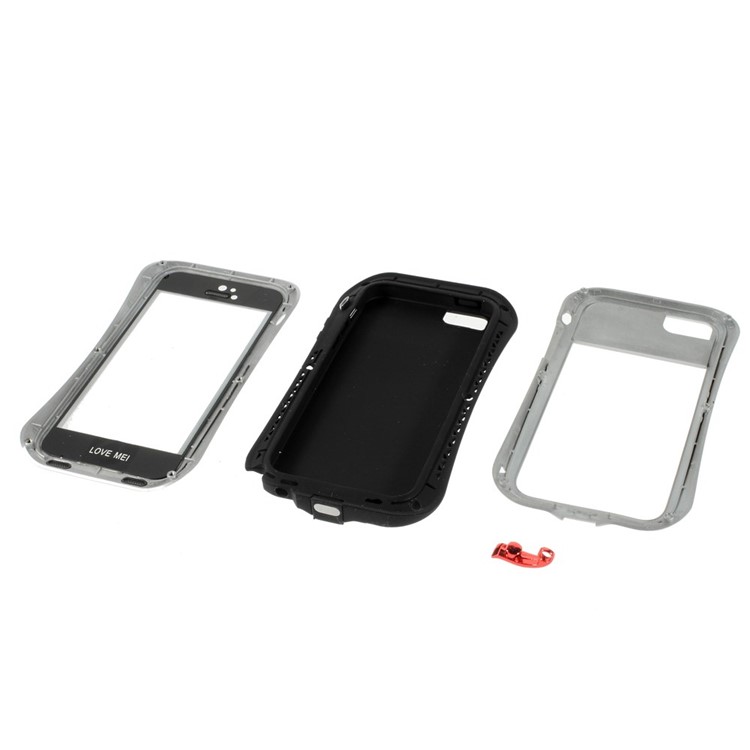 LOVE MEI Shockproof Dropproof Dustproof Protection Case for iPhone SE 5s 5 - Silver-4