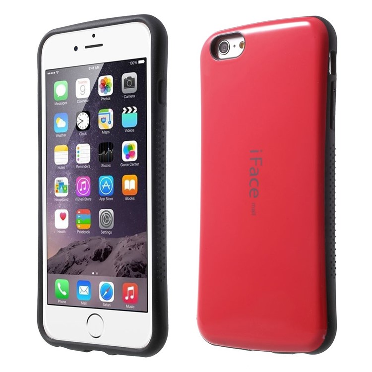 IFACE MALL for iPhone 6 Plus / 6s Plus Glossy PC + Non-slip TPU Hybrid Case - Red-1