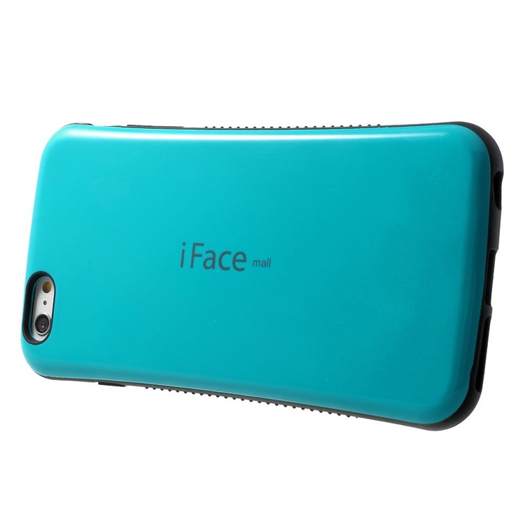 IFACE MALL Glossy PC + Non-slip TPU Back Case for iPhone 6 Plus / 6s Plus - Cyan-3