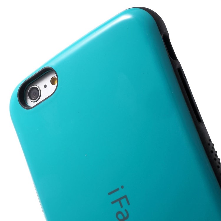 IFACE MALL Glossy PC + Non-slip TPU Back Case for iPhone 6 Plus / 6s Plus - Cyan-6