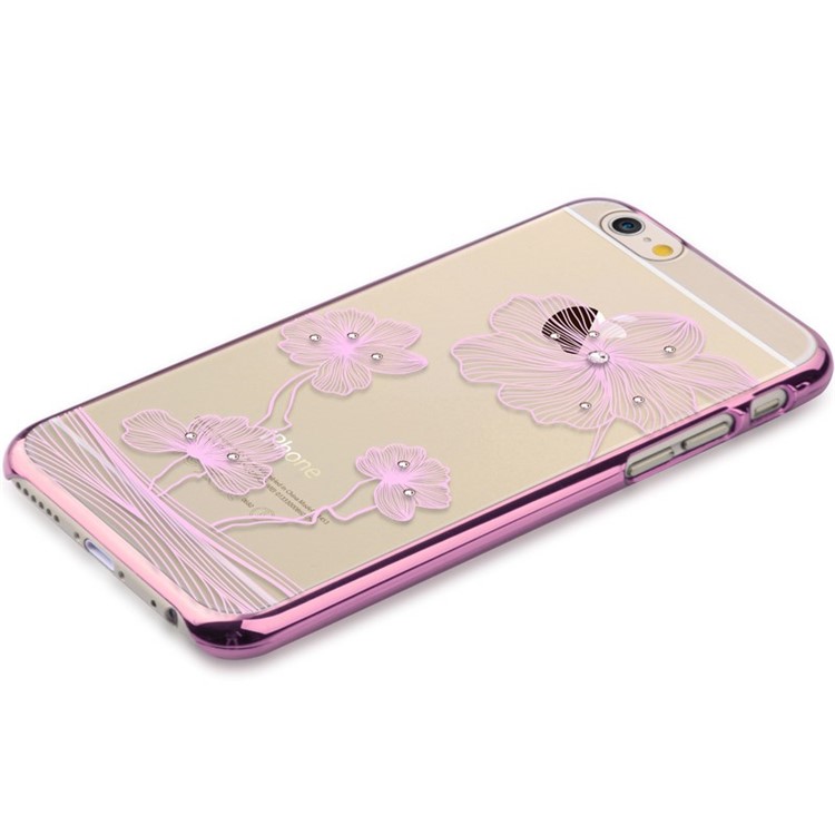 Pink COMMA Flower Design Transparent Hard Cover for iPhone 6 6s 4.7 Inch-5