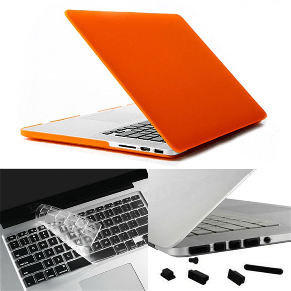 ENKAY for MacBook Pro 13.3" Retina A1425 Matte PC Full Body Shell + Keyboard Film + Anti-dust Plugs - Orange-1