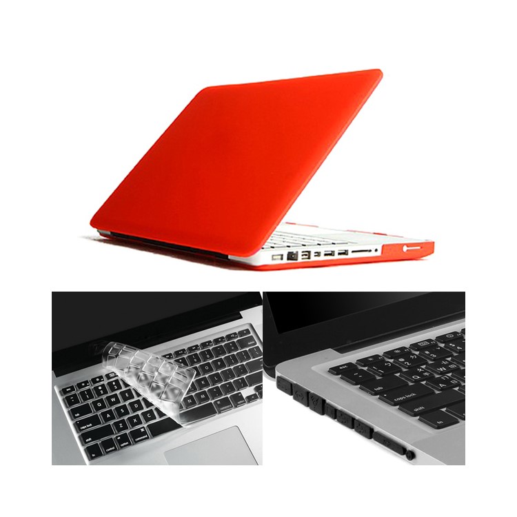Red ENKAY Matte PC Protective Case + Keyboard Film + Anti-dust Plugs for MacBook Pro 13.3" A1278-1