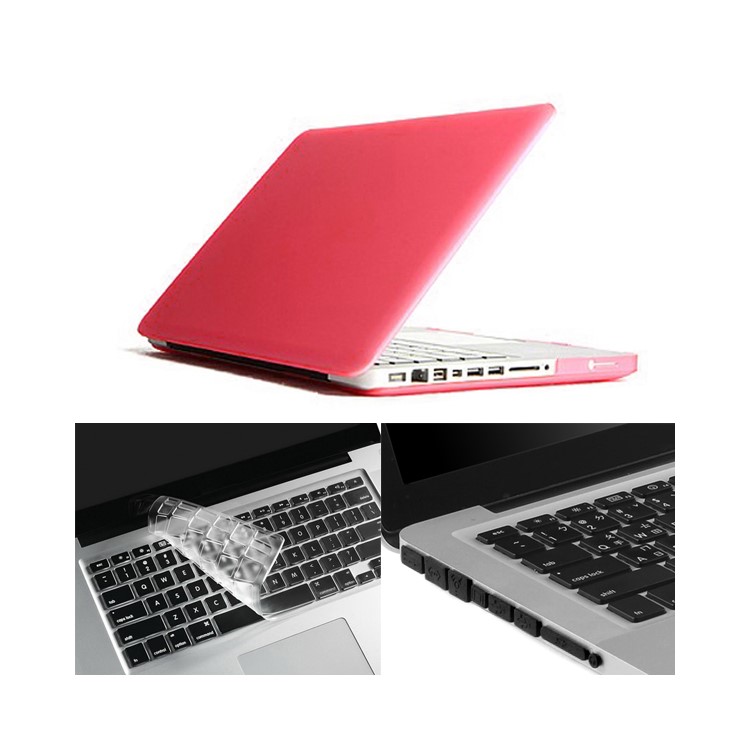 Pink ENKAY Matte PC Protective Case + Keyboard Film + Anti-dust Plugs for MacBook Pro 13.3" A1278-1