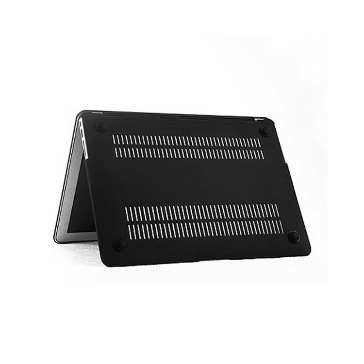 ENKAY Matte Plastic Front & Back Cover for Macbook Air 13.3 Inch w/ TPU Key Board Protector + Anti-dust Plugs - Black-4