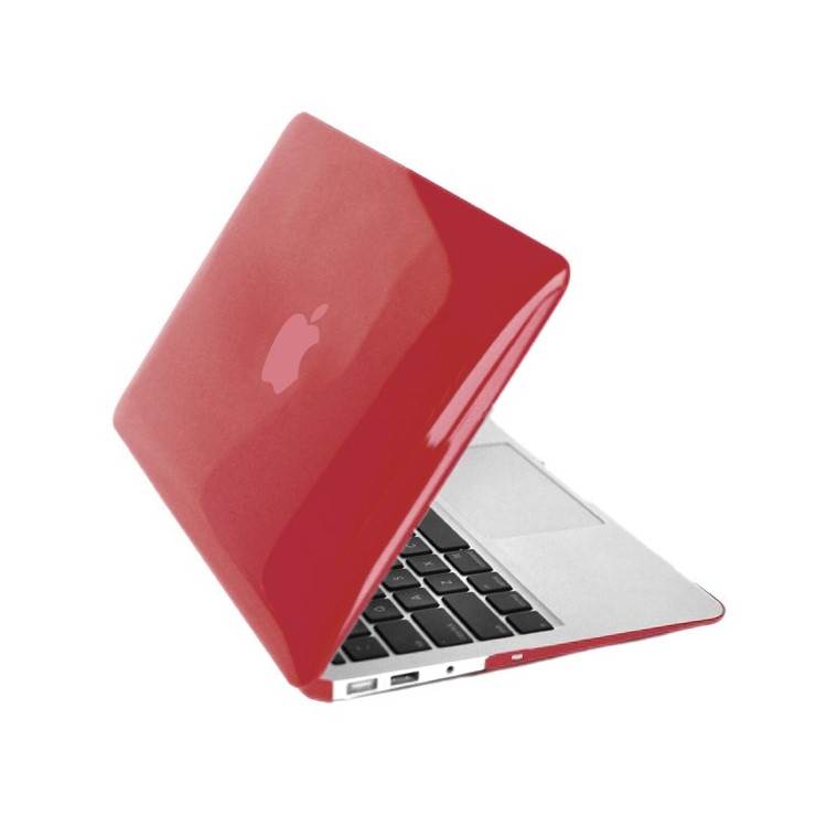 ENKAY Crystal Plastic Front & Back Cover for Macbook Air 13.3'' w/ TPU Key Board Protector + Anti-dust Plugs - Red-2