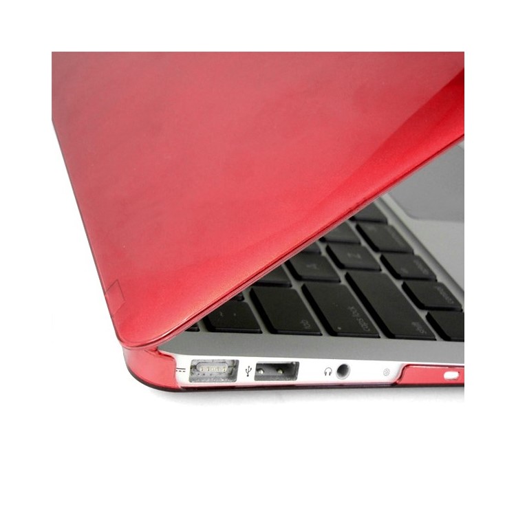 ENKAY Crystal Plastic Front & Back Cover for Macbook Air 13.3'' w/ TPU Key Board Protector + Anti-dust Plugs - Red-4