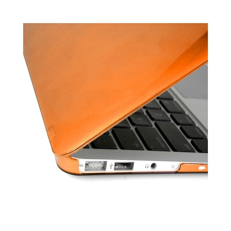 ENKAY Crystal Plastic Front & Back Cover for Macbook Air 13.3'' w/ TPU Key Board Protector + Anti-dust Plugs - Orange-3