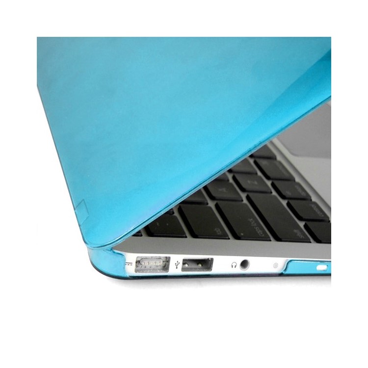 ENKAY Crystal Plastic Front & Back Cover for Macbook Air 13.3'' w/ TPU Key Board Protector + Anti-dust Plugs - Light Blue-4