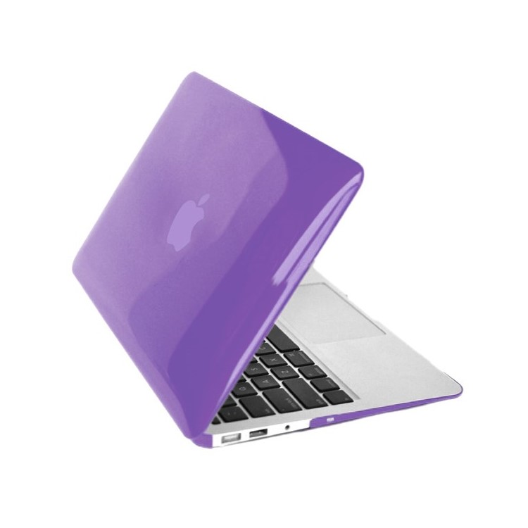 ENKAY Crystal Plastic Front & Back Cover for Macbook Air 13.3'' w/ TPU Key Board Protector + Anti-dust Plugs - Purple-2