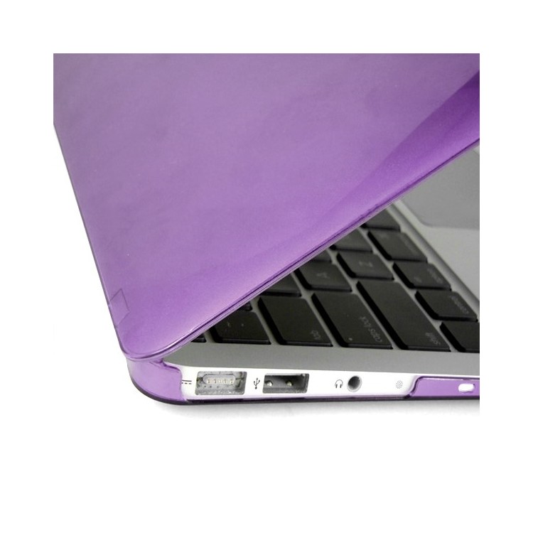 ENKAY Crystal Plastic Front & Back Cover for Macbook Air 13.3'' w/ TPU Key Board Protector + Anti-dust Plugs - Purple-3