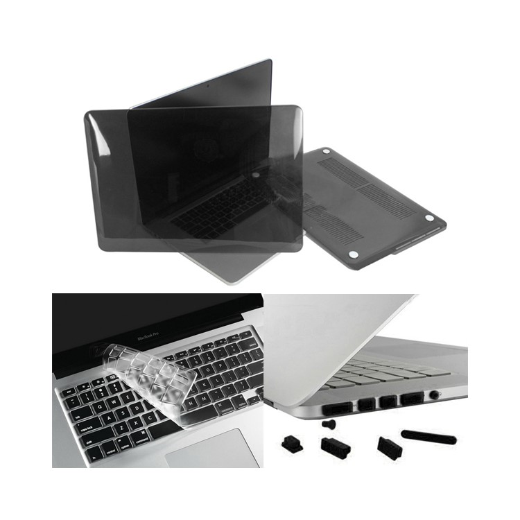 Black ENKAY for MacBook Pro 15.4" A1398 w/ Retina Display Plastic Crystal Cover + Keyboard Film + Anti-dust Plugs-1