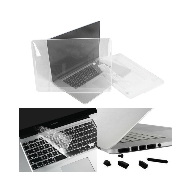 White ENKAY for MacBook Pro 15.4" A1398 w/ Retina Display Plastic Crystal Cover + Keyboard Film + Anti-dust Plugs-1